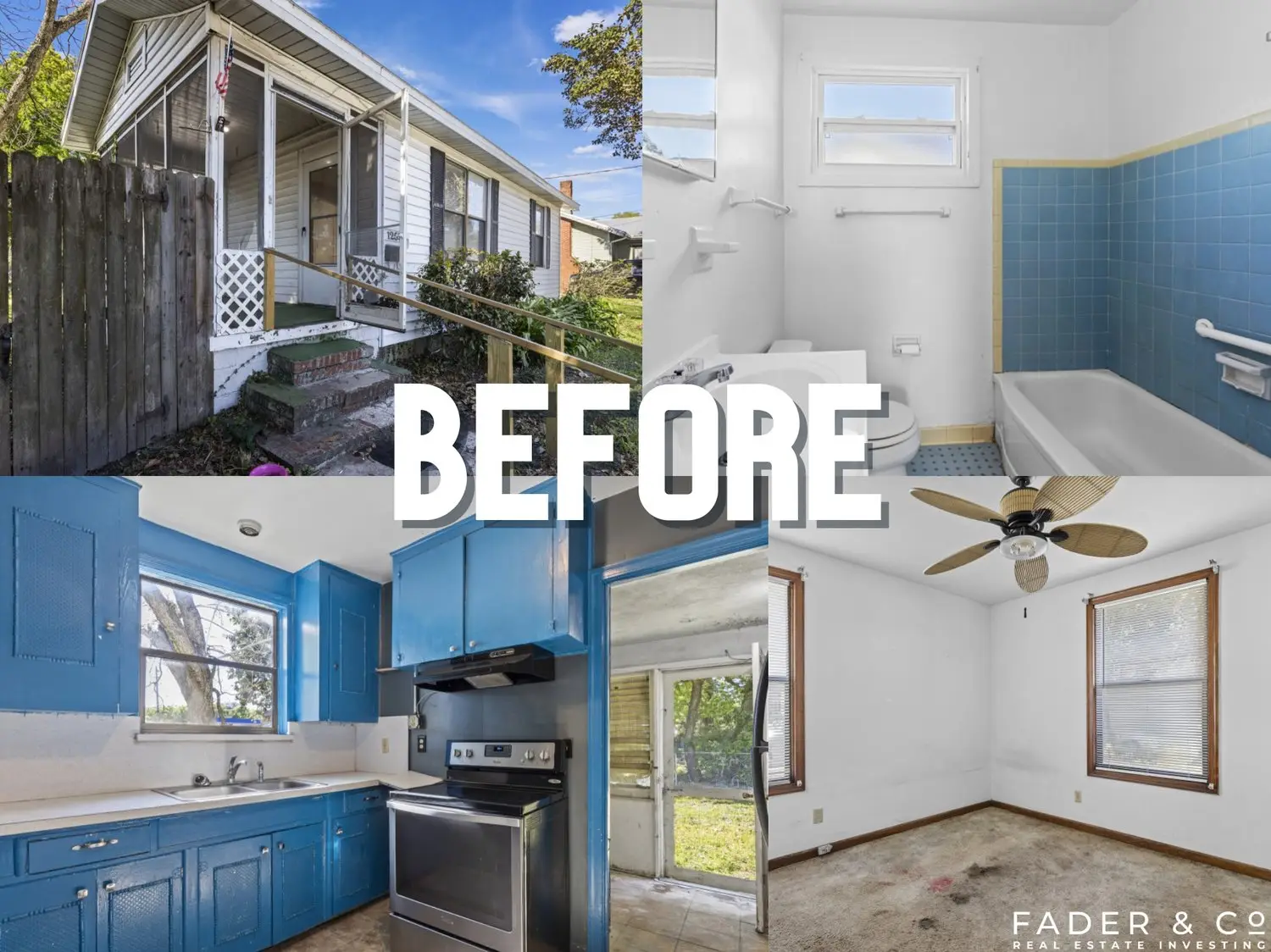 Before renovation — property photo collage